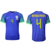 Brasilien Marquinhos #4 Udebanetrøje VM 2022 Kortærmet